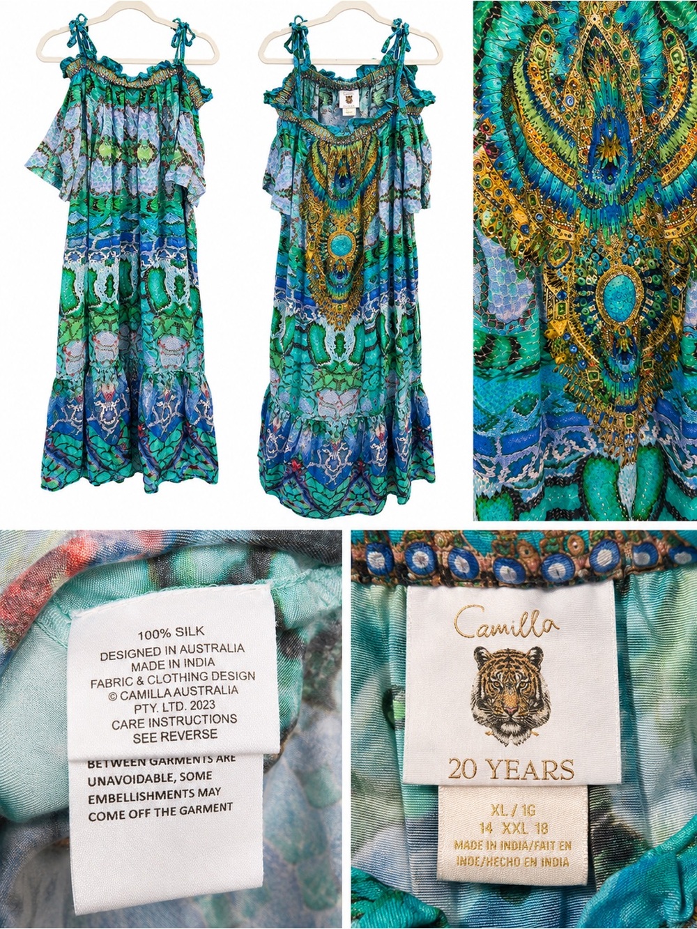 Camilla Turquoise & Blue Cold-Shoulder Maxi Dress - Picture 4 of 6